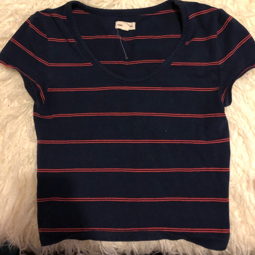 Urban outfitters striped short sleeve crop top.
